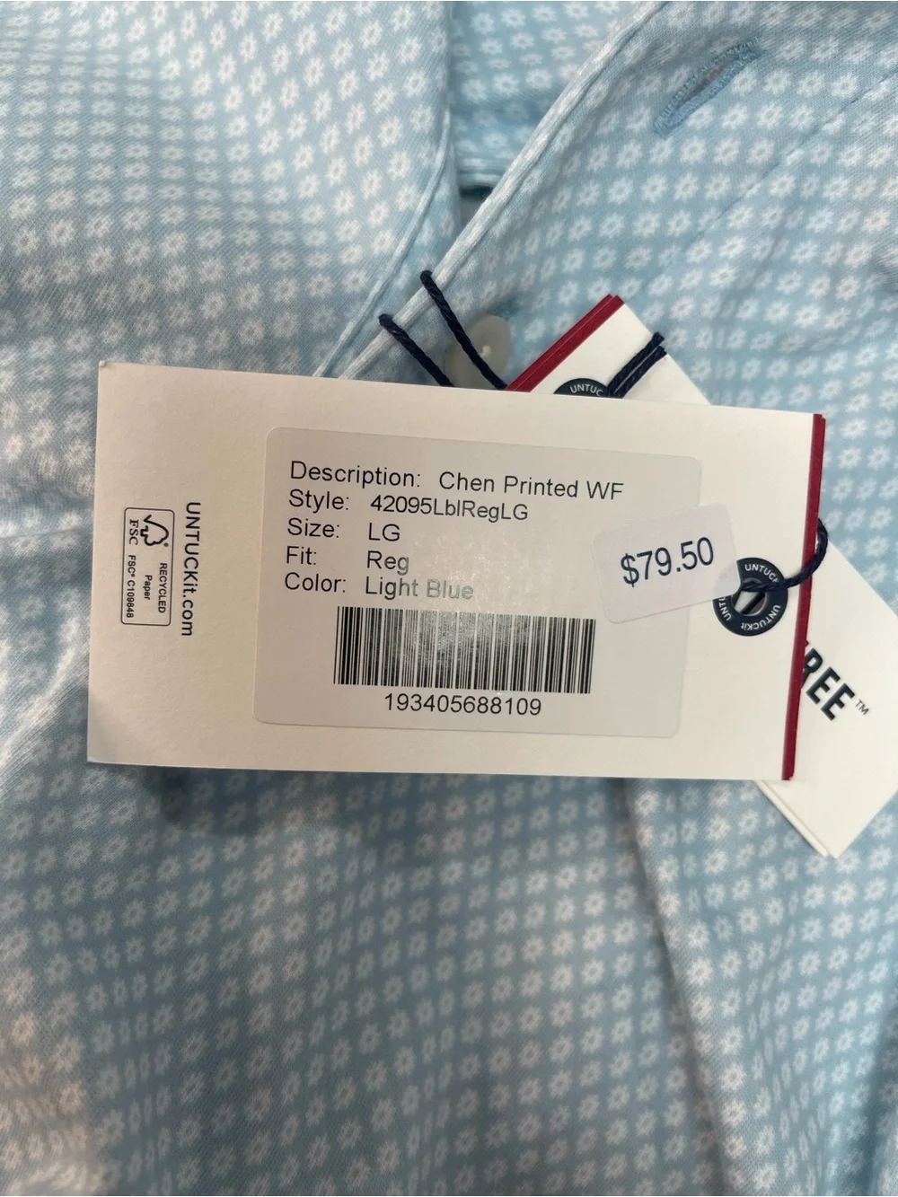 UNTUCKit Chen Printed Wrinkle Free Polo Blue White